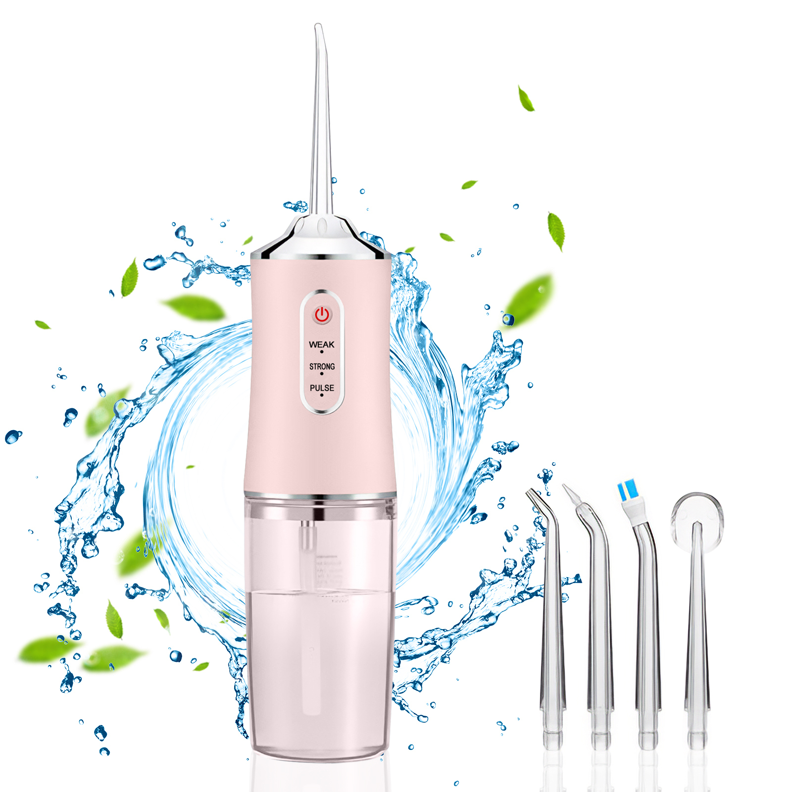 Портативный ирригатор Goodly Oral Irrigator PPS для полости рта и чистки зубов, 3 режима, 4 насадки, емкость 220 мл, розовый