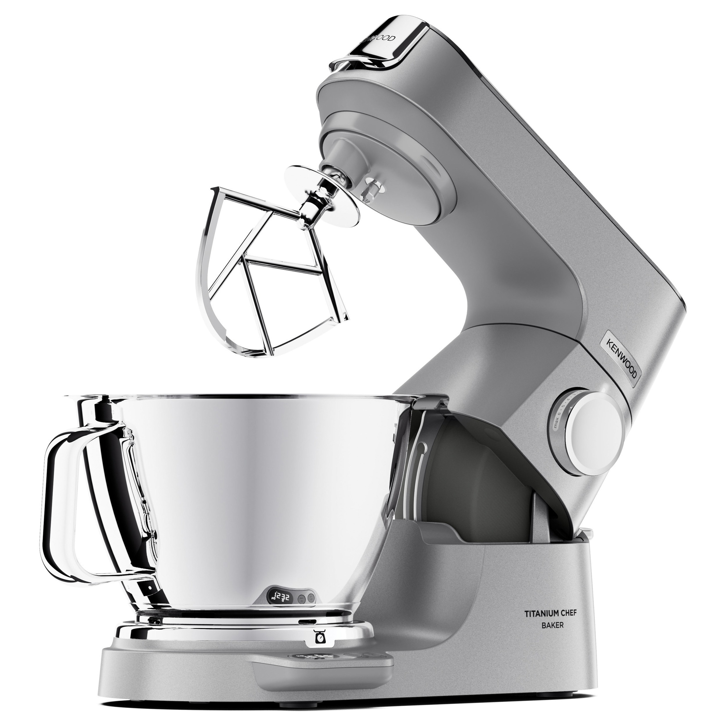 Кухонная машина Kenwood Titanium Chef Baker KVC85.004SI, серебристый, мощность 1200 Вт, 2 чаши в комплекте 3.5 л и 5 л, встроенные весы, импульсный режим, планетарное вращение