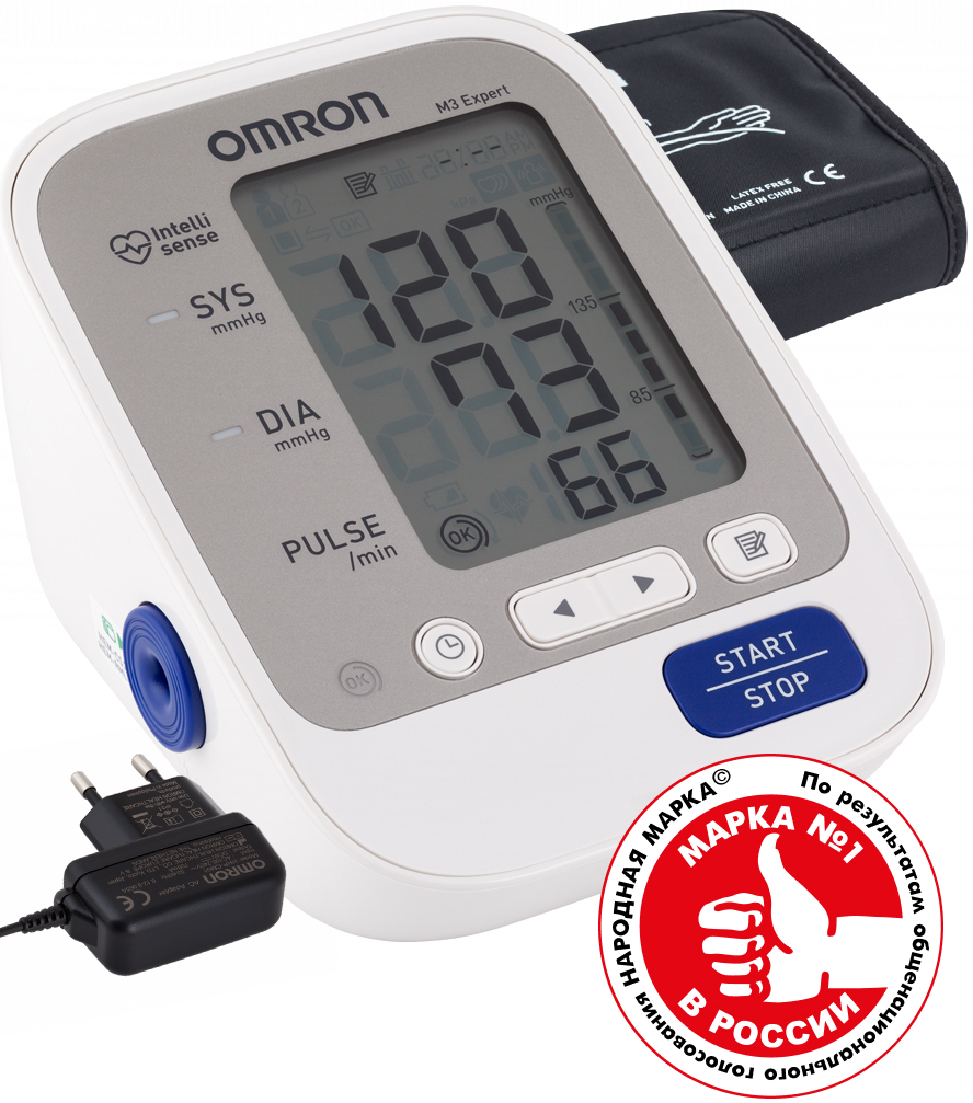 Тонометр OMRON M3 Expert с адаптером и универсальной веерообразной ...