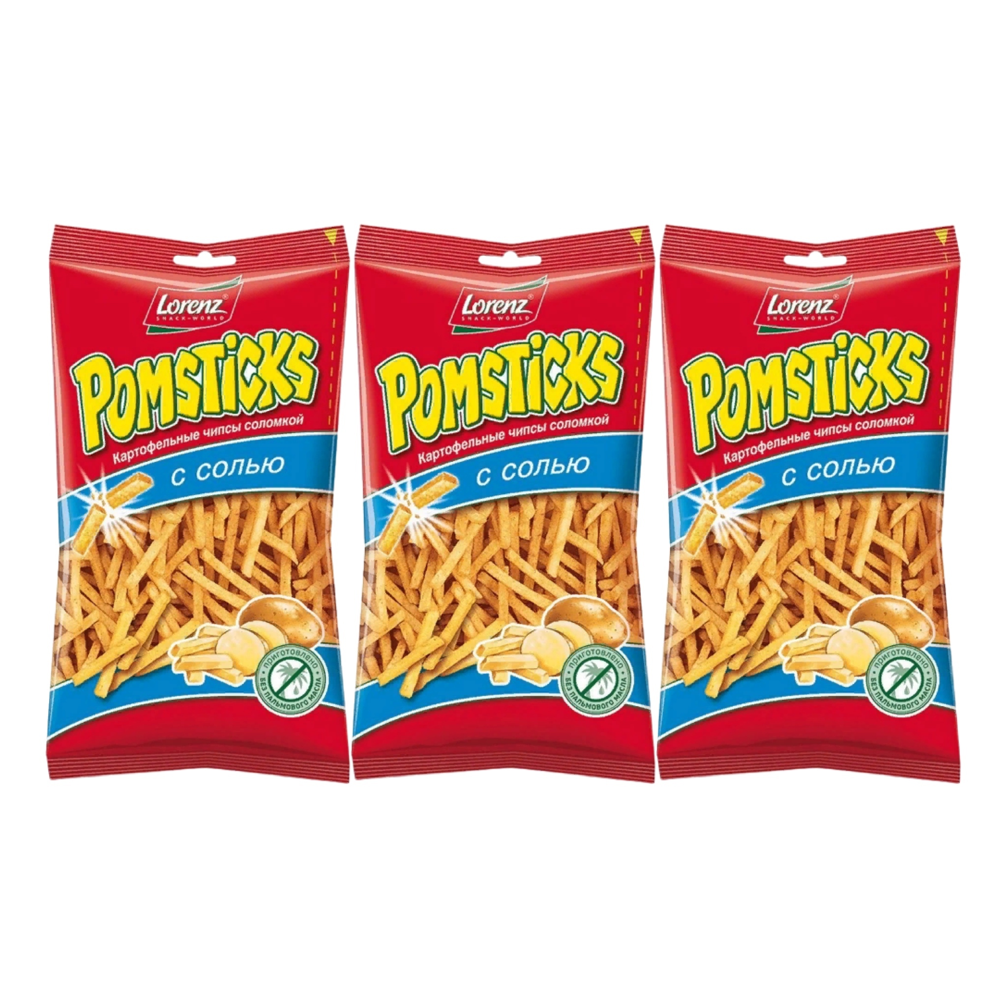 Lorenz Pomsticks картофельные чипсы соломкой с солью, 3 упаковки по 200 ...