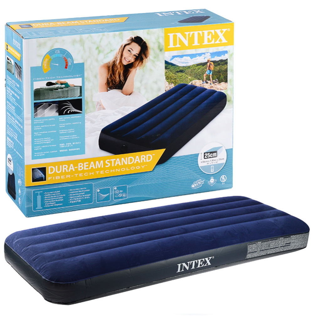 надувной матрас intex classic downy airbed 64756 синий