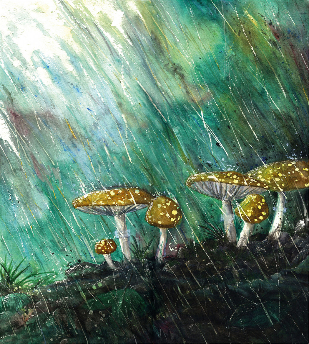 Рисование с детьми грибной дождик