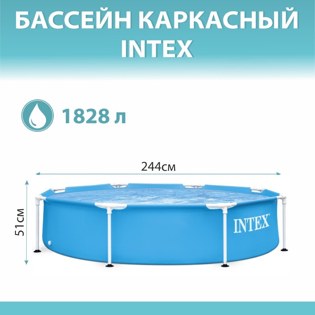 Бассейн каркасный Intex, 244х51 см, Metal Frame, 1828 л