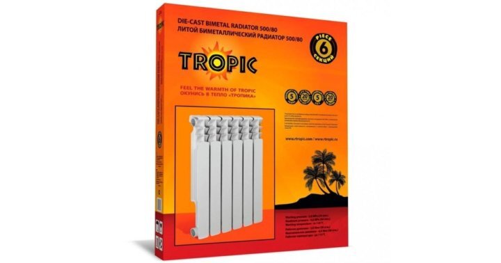 Радиатор "Tropic" 500х80 биметаллический, 6 секций