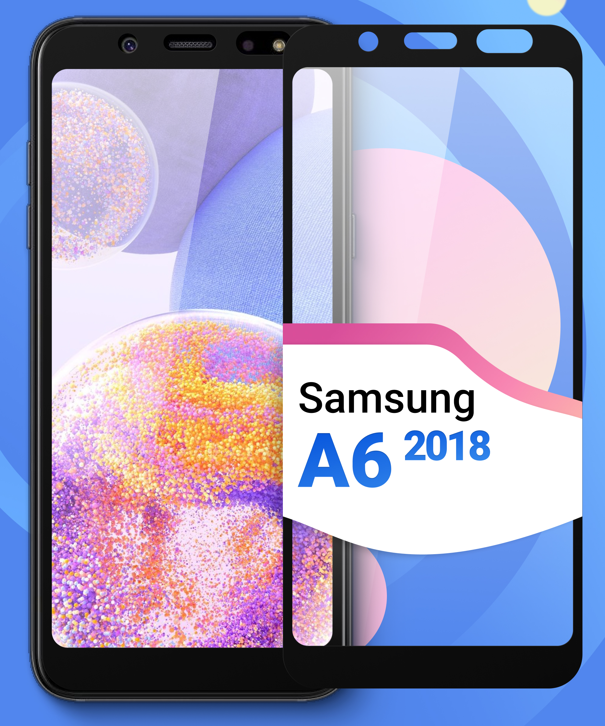 Защитное противоударное стекло для телефона Samsung Galaxy A6 2018 /  Полноэкранное стекло 9H с черной рамкой на смартфон Самсунг Галакси А6 2018  - купить с доставкой по выгодным ценам в интернет-магазине OZON (199166421)