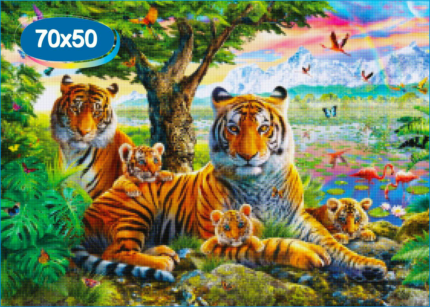 Тигр с тигренком рисунок