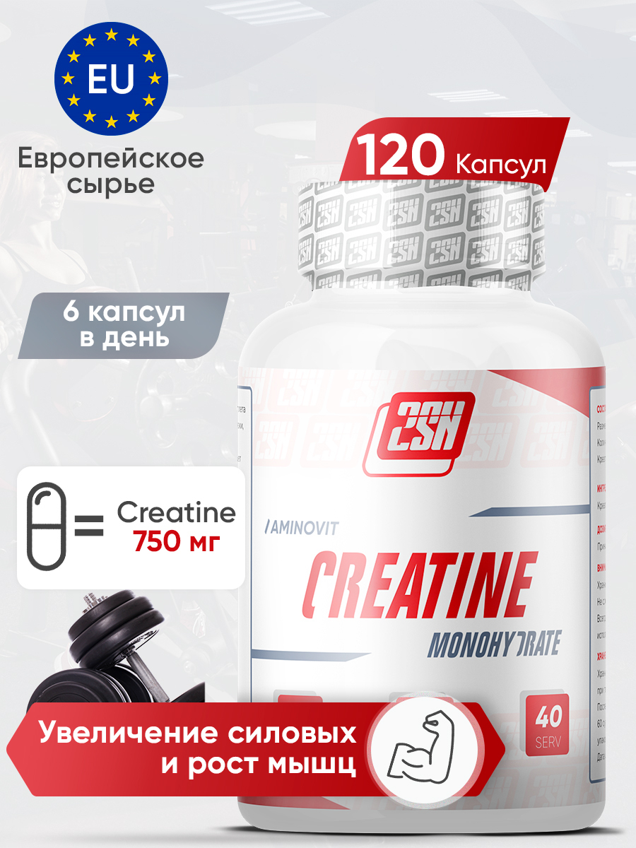 2SN Креатин моногидрат, креатин капсулы, для набора мышечной массы, creatine monohydrate спортивное питание, 120 капсул