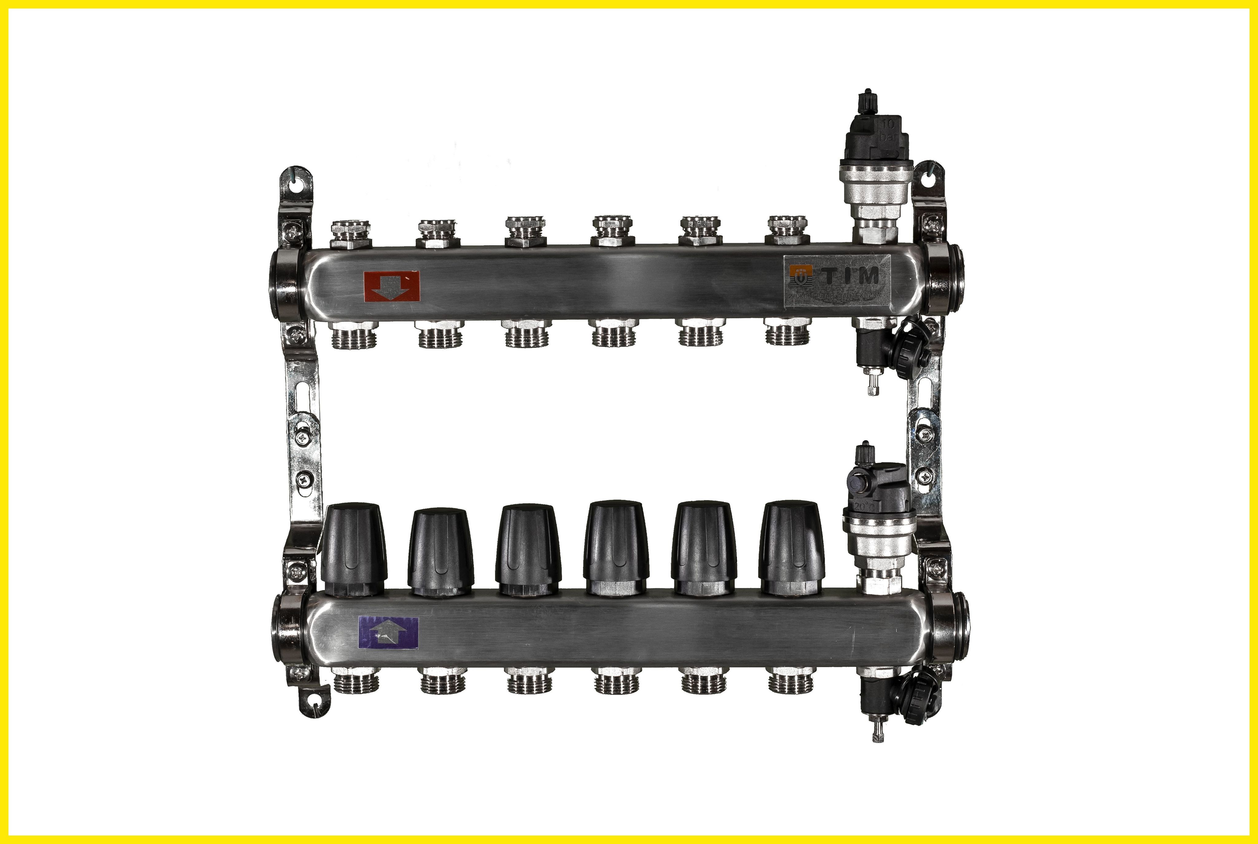 коллектор с расходомерами 6 выходов. коллектор теплого пола tim 8 секций. коллектор tim kcs5006. коллектор tim 6 выходов с расходомерами. 0606.