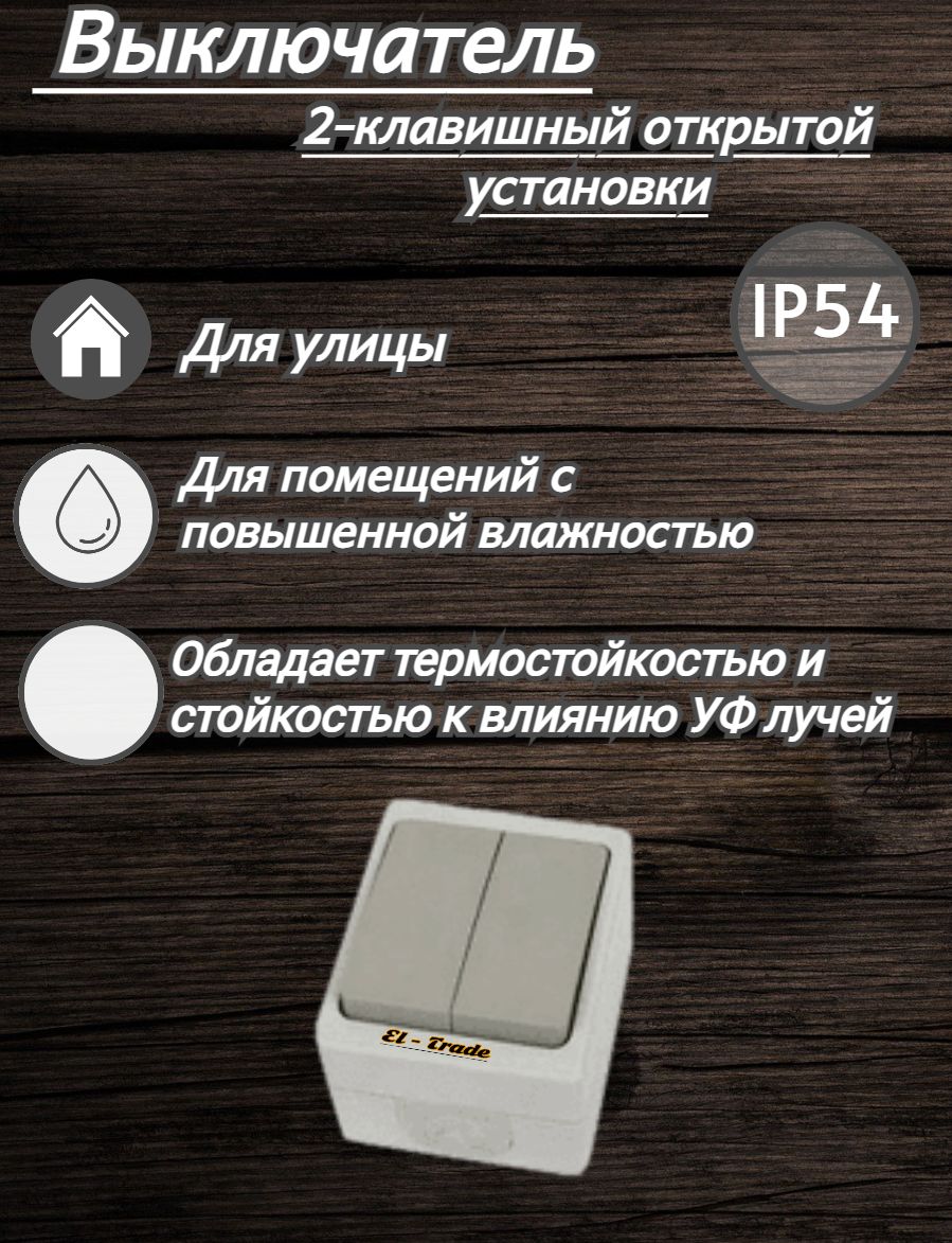 Выключатель одноклавишный открытой установки 10а ip54 вуокса tdm