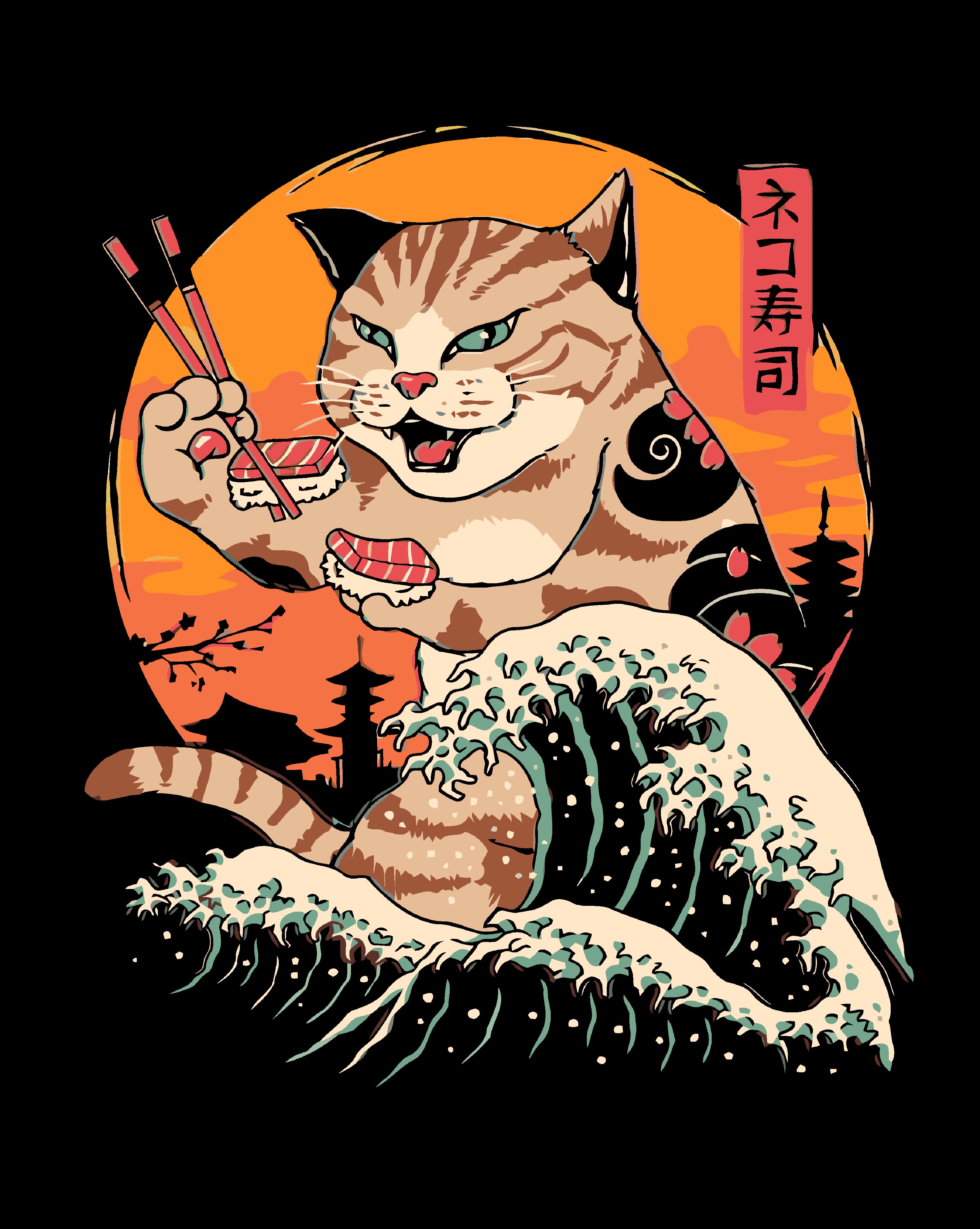 Японский кот рисунок