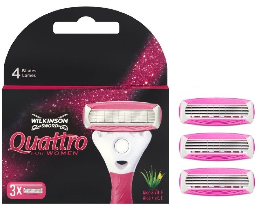 Wilkinson Sword / Schick Quattro for Women Aloe / Сменные кассеты для женской бритвы Quattro (3 шт)