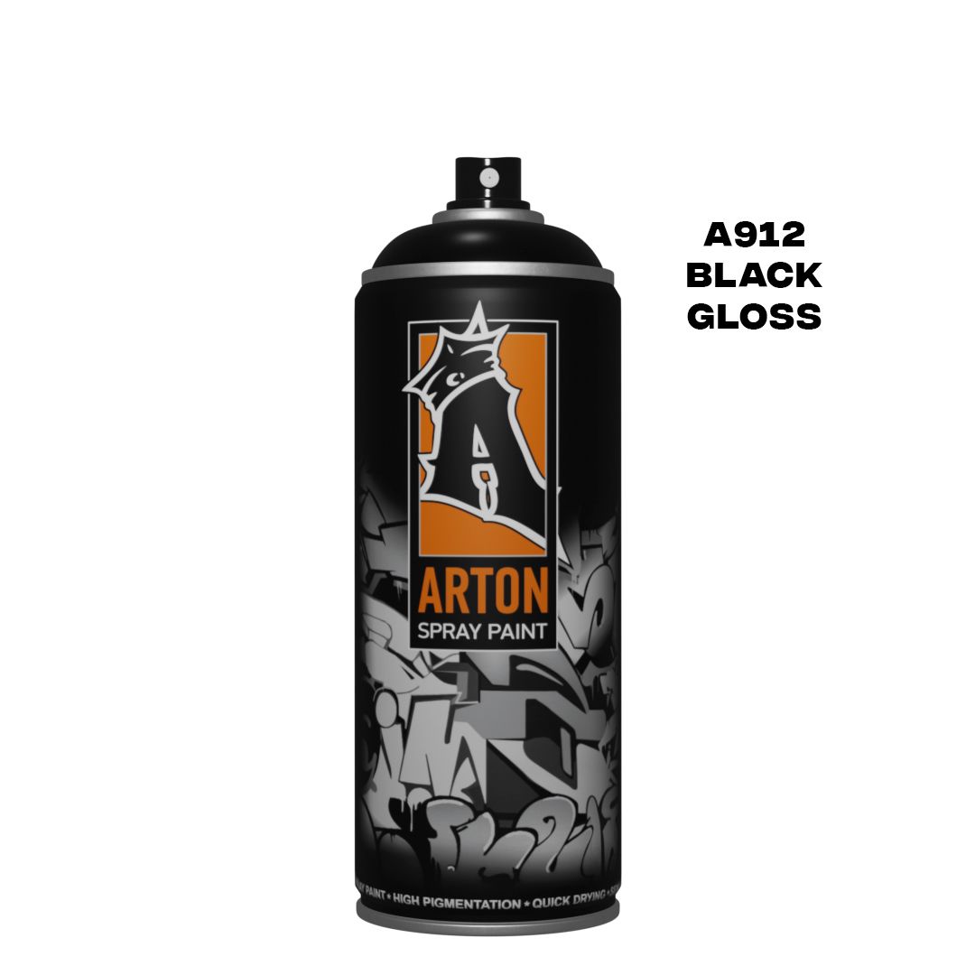 Аэрозольная краска для граффити и дизайна Arton A912 Black Gloss 520 мл  (черный глянцевый) - купить с доставкой по выгодным ценам в  интернет-магазине OZON (197920381)