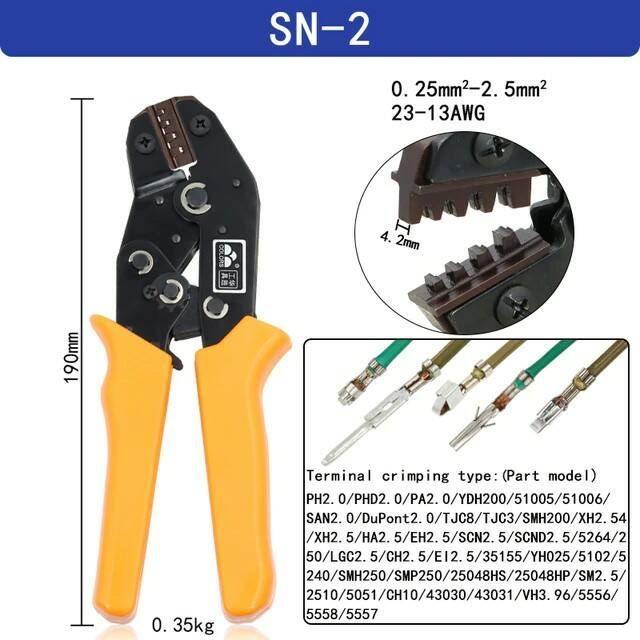 КримпердляразъёмовDuPontXH2.54ОбжимныеклещиFASENTOOLSSN-2(аналогSN-04BM),обжимкаклеммSM2.54/PH2.0/ZH1.5D-SUB