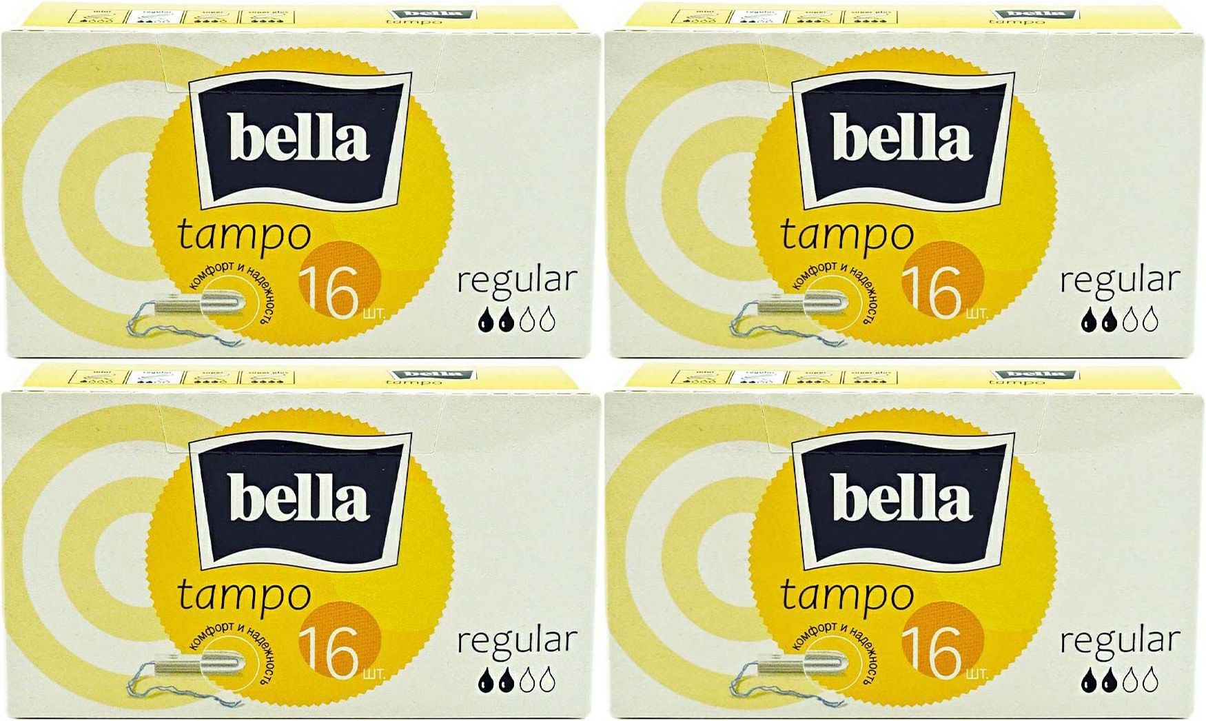 Тампоны Bella Tampo Premium Comfort Regular, комплект: 4 упаковки по 16 шт