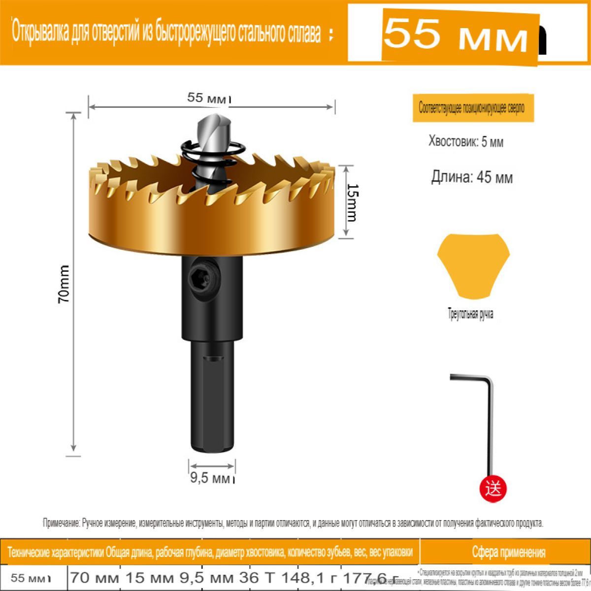 Коронка по металлу 55 мм. Коронка сверлильная. HSS