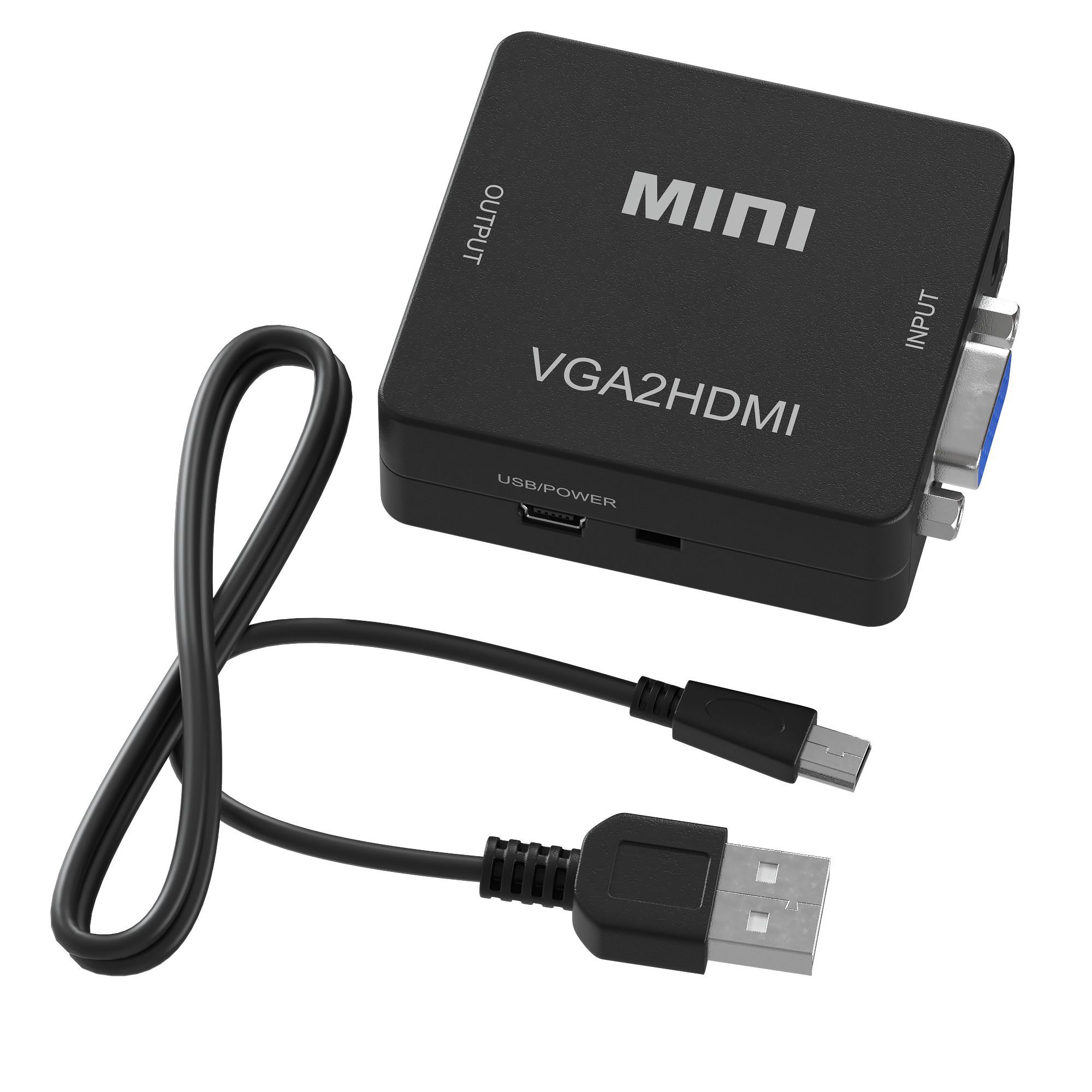 АктивныйконвертерVGA-HDMI,miniJack3.5мм,питаниеminiUSB(FullHD1080p,60Гц)