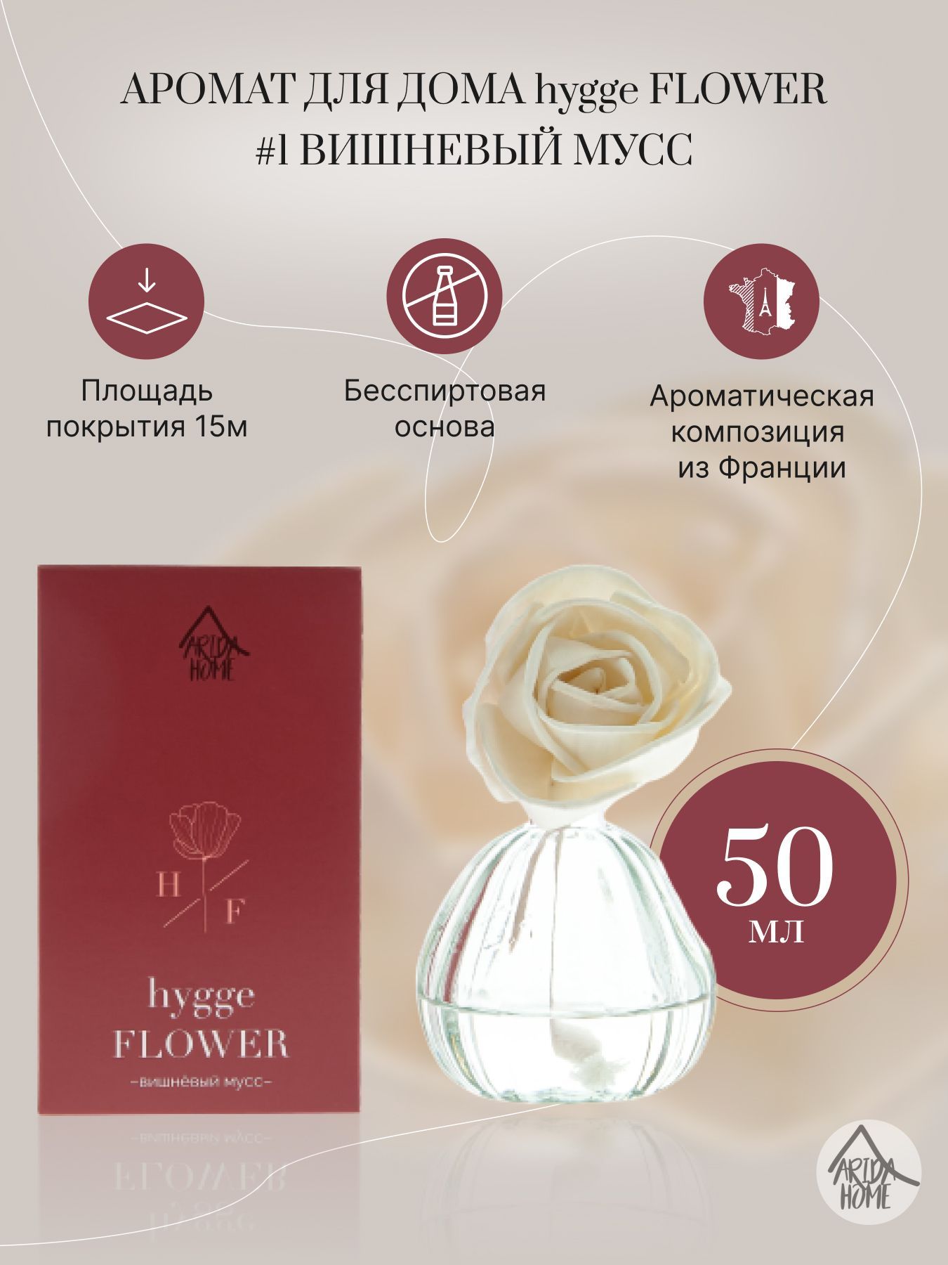 Ароматизатор для дома, диффузор Hygge Flower #1 Вишневый мусс