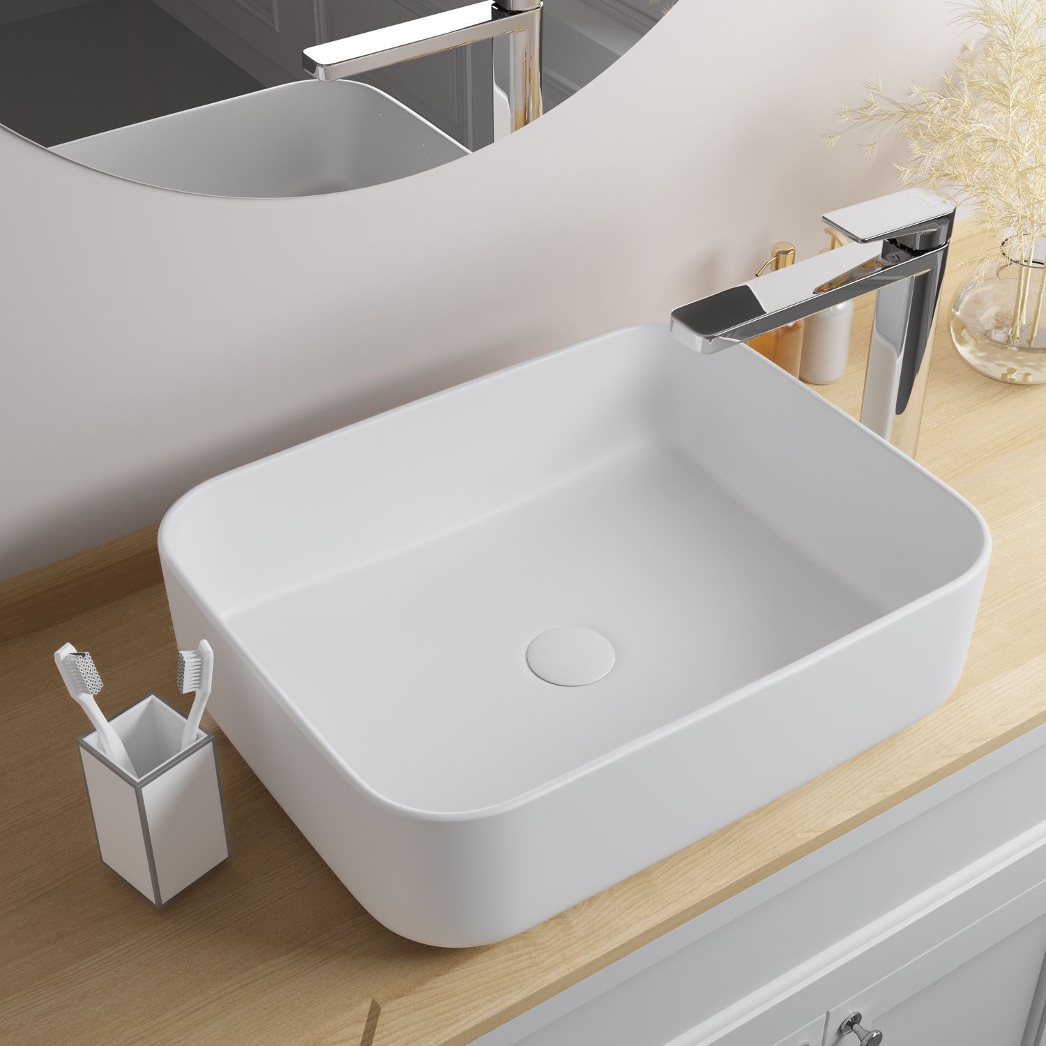 Фото товара на маркетплейсе ozon Раковина накладная IDDIS, 39х50 см., белая матовая, Bridge, BRIWM05i27