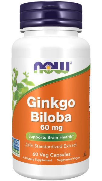 Нау Гинкго Плюс, NOW GINKGO BILOBA, 60 мг, 60 капс.