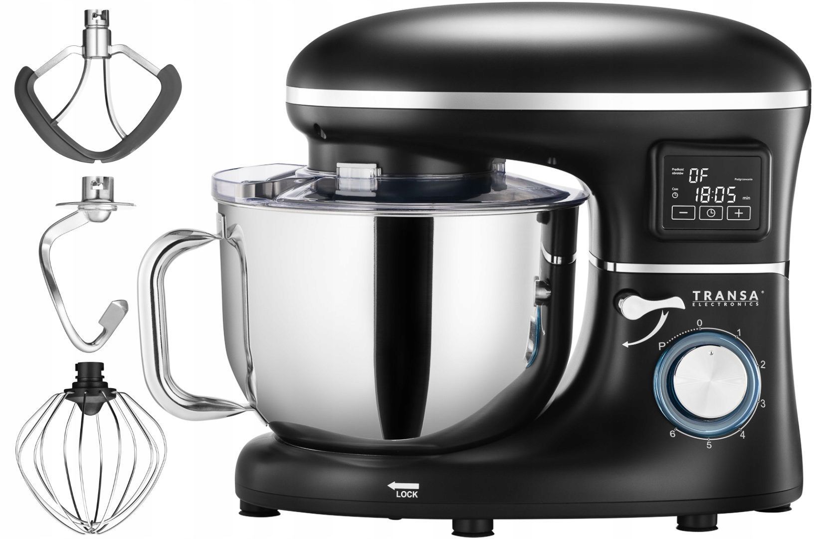 Планетарный миксер с подогревом чаши Transa Electronics BlackHot Chef 2800  Вт, черный