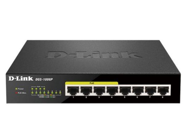 D-LinkКоммутаторDGS-1008P_черный,черный