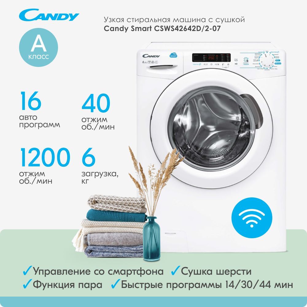 Стиральная машина Candy CSWS42642D/2-07, белый - купить по выгодной цене в  интернет-магазине OZON (1072604931)