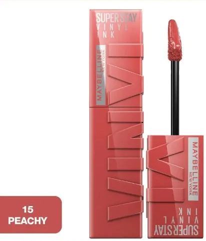 MaybellineNewYorkПомададлягубSuperStayVinylInk,15Peachy,жидкаястойкаясияющая,4.2мл