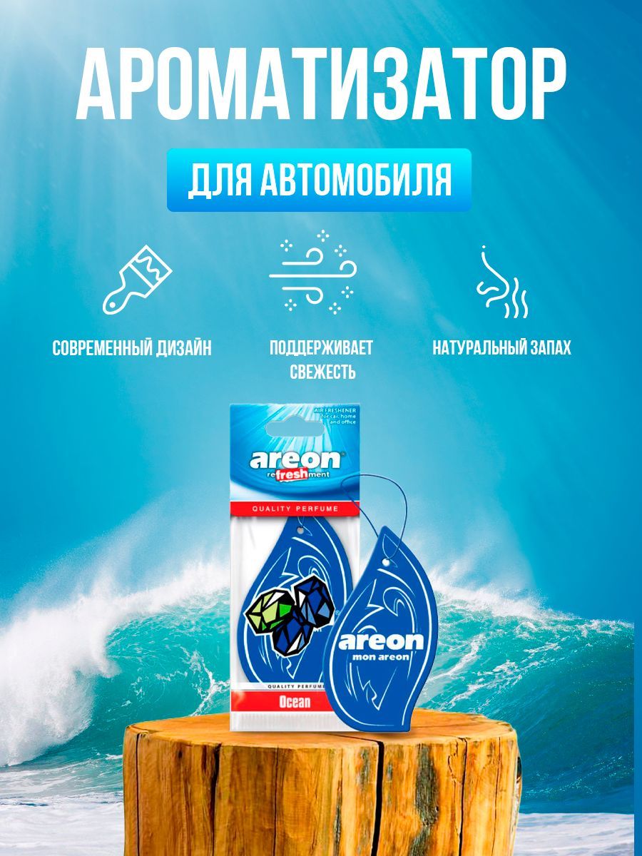 Ароматизатор для авто Ёлочка AREON REFRESHMENT Океан - купить с доставкой  по выгодным ценам в интернет-магазине OZON (745017433)