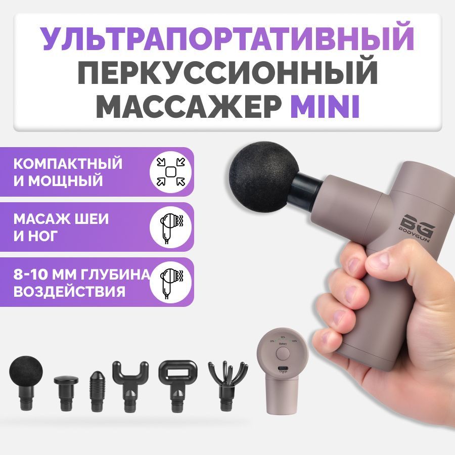 Перкуссионный массажер BODYGUN MINI 8, электрический массажный пистолет для  тела. - купить с доставкой по выгодным ценам в интернет-магазине OZON  (1054911337)