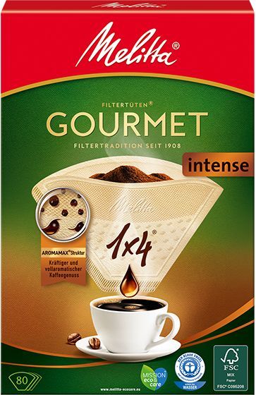 Фильтры для кофеварок неотбеленные Melitta GOURMET INTENSE №4, 80 штук