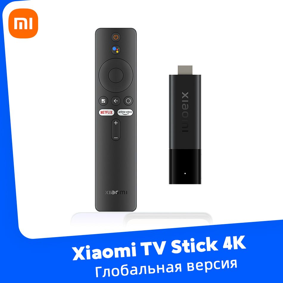 Xiaomi Медиаплеер Mi Smart TV Stick 4K Android TV Quad-core Dolby DTS HD  Xiaomi TV глобальная версия Android, 2 ГБ/8 ГБ, Bluetooth, Wi-Fi, черный