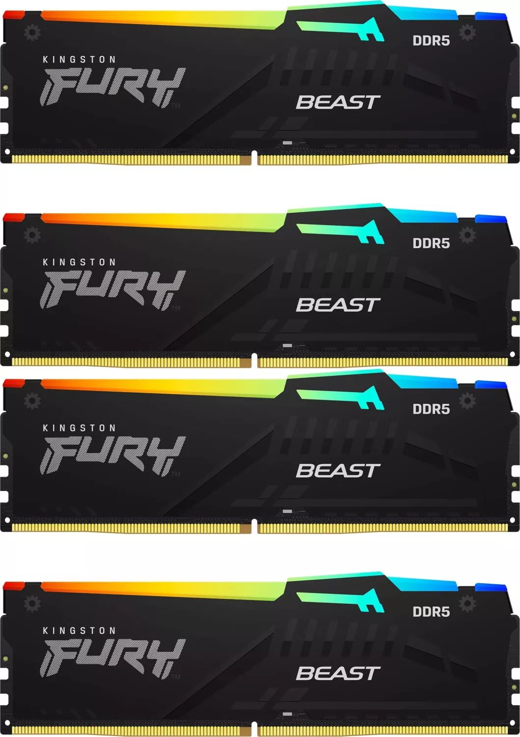 Kingston Fury Оперативная память Beast Black RGB DDR5 5200 МГц 4x16 ГБ (KF552C40BBAK4-64)