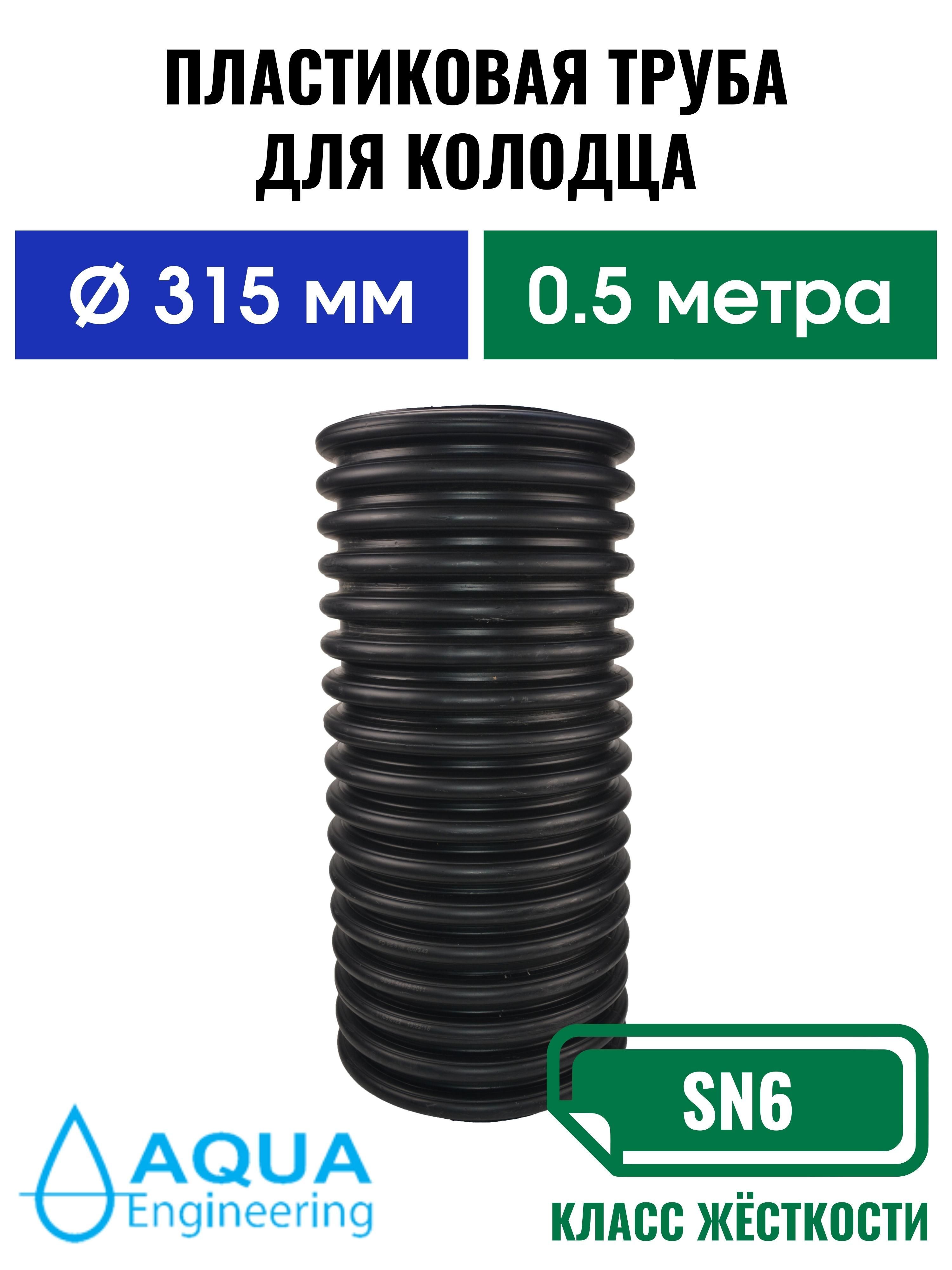 Пластиковаятрубадляколодца315мм,гофрированнаядвустенная,длина0.5метра