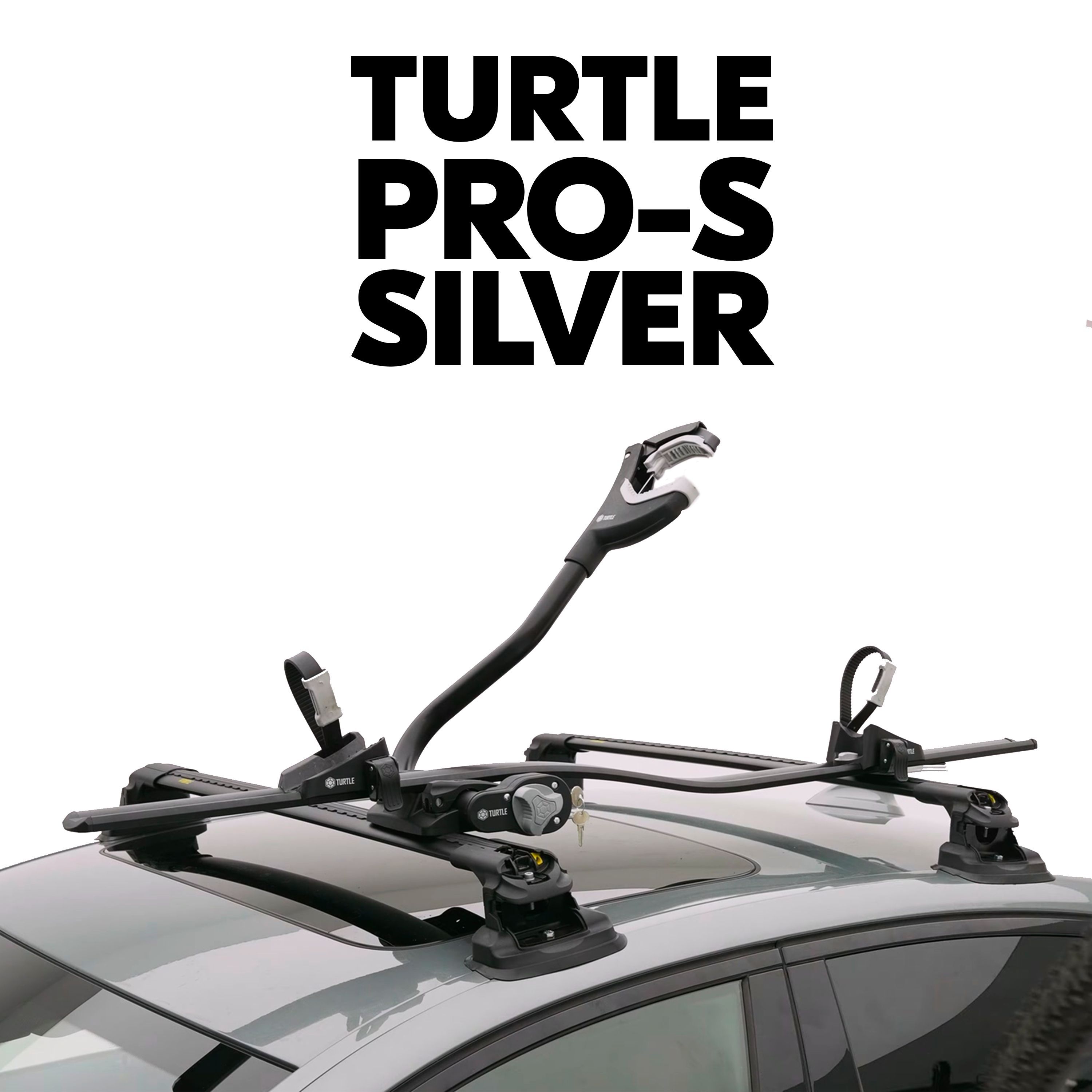 Велокрепление Turtle Pro-S Silver на крышу. Багажник Тартл Про-С  серебристый для велосипеда на крышу авто. Turtle Proride