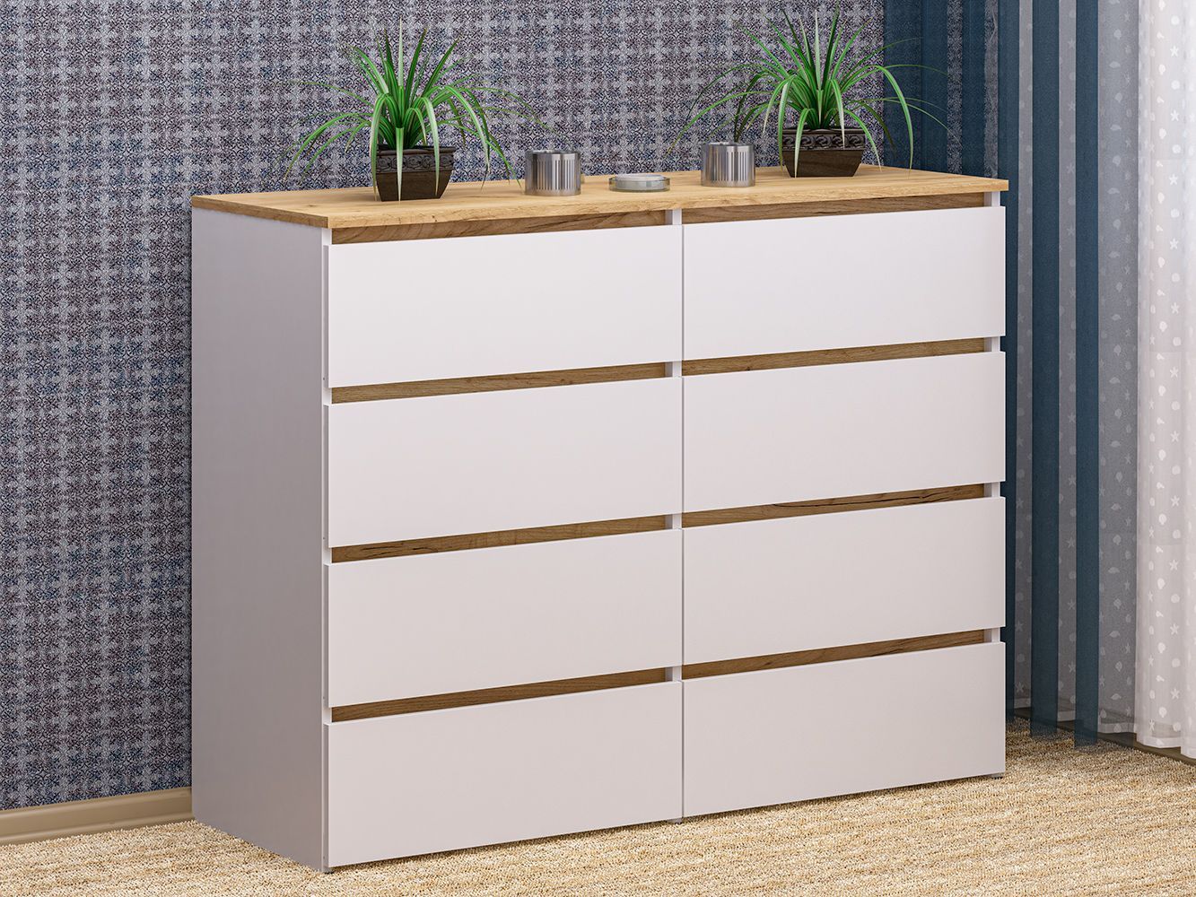 Комод-23 белый/золотой