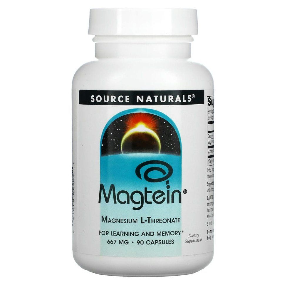 SourceNaturals,Magtein,L-треонатмагния,667мг,90капсул