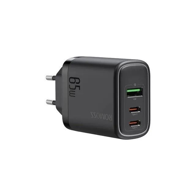 СетевоезарядноеустройствоRomossAC65H65W2type-c/1USB-A,блокадаптердлябыстройзарядкителефона,ноутбукаипланшета