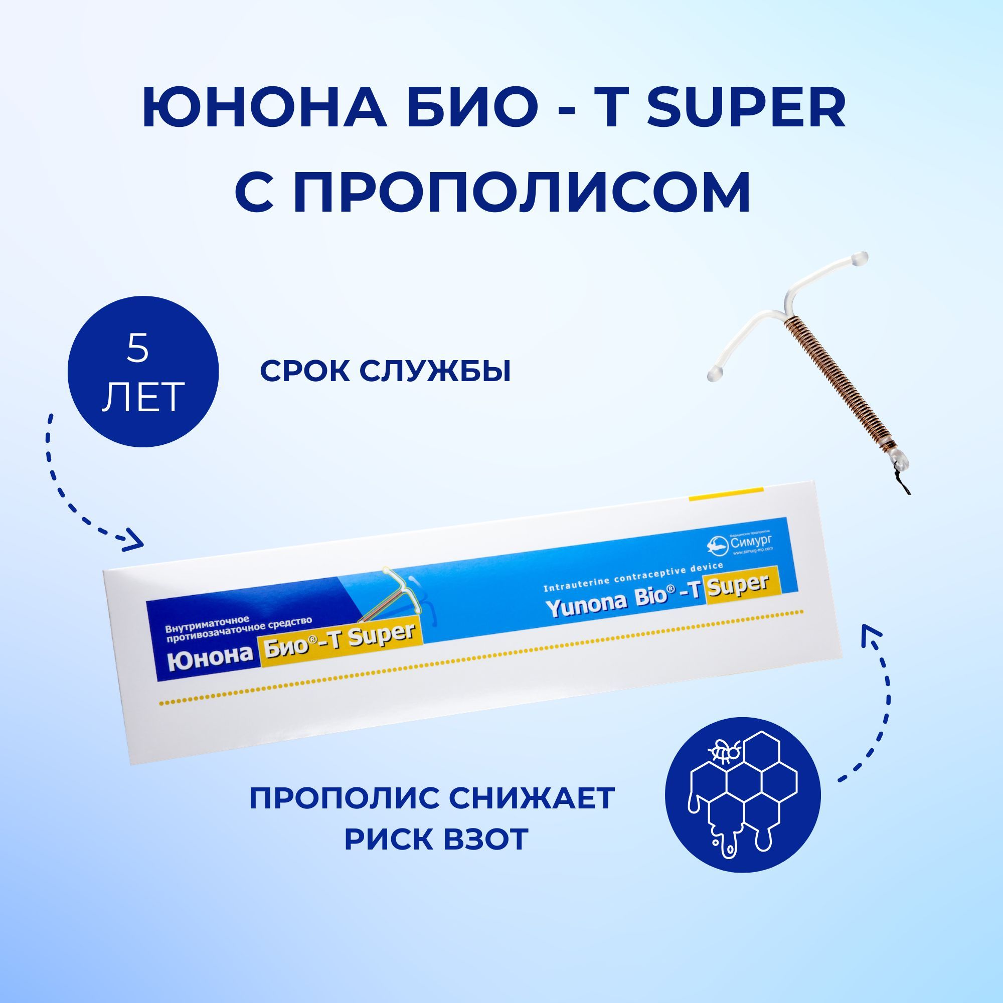 Спираль внутриматочная "Симург" Юнона Био Т Super (с прополисом).