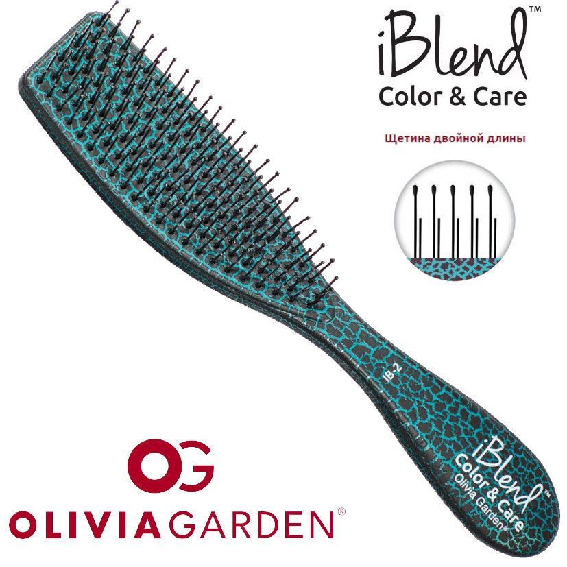 Olivia Garden щетка iBlend для распределения краски и ухаживающих масок, мелирования, балаяжа, узкая, для нормальных волос, зеленая