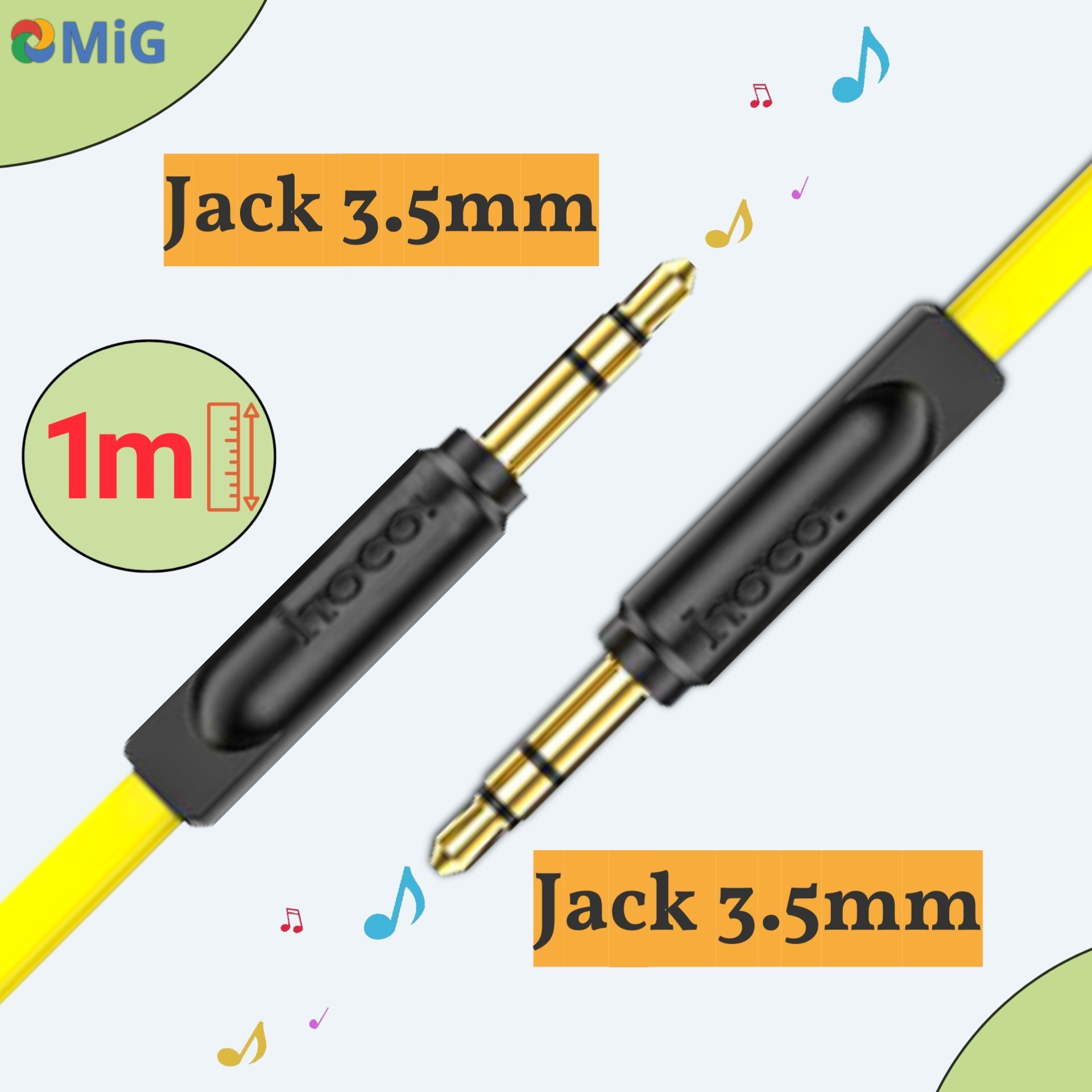 КабельплоскийHOCOUPA16Jack-3.5mm(TRS,male)наJack-3.5mm(TRS,male)AUX,1метрчерныйсжелтым,дляАвтомобильнойстереосистемы,Телефона,Планшета,Колонки