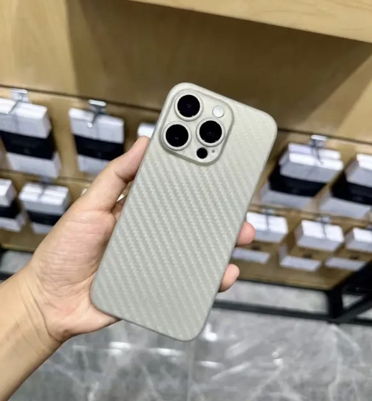 Ультратонкий чехол KzDOO (K-DOO) Air Carbon, Ultra slim (0.45 мм) для Apple  iPhone 15 Pro Max / Айфон 15 Про Макс (6.7), 3 Камеры, титан