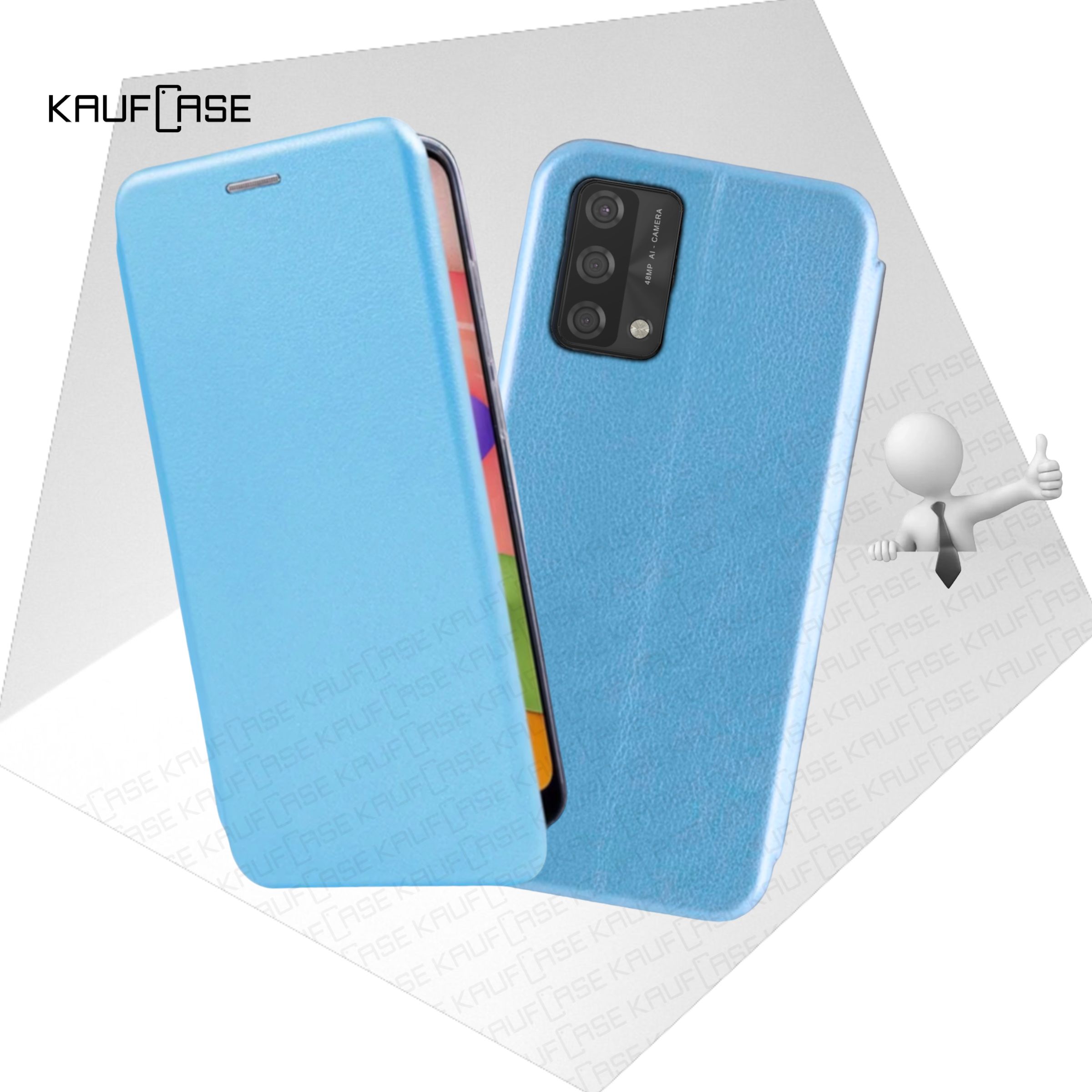 Чехол книжка KaufCase для телефона Oppo A74 (CPH2219) (6.43"), голубой. Трансфомер