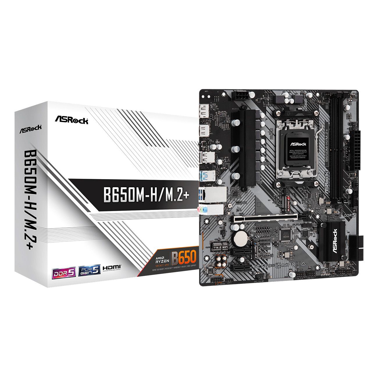 МатеринскаяплатаASRockB650M-H/M.2+,AMD,AM5,DDR5,HDMI,Micro-ATX