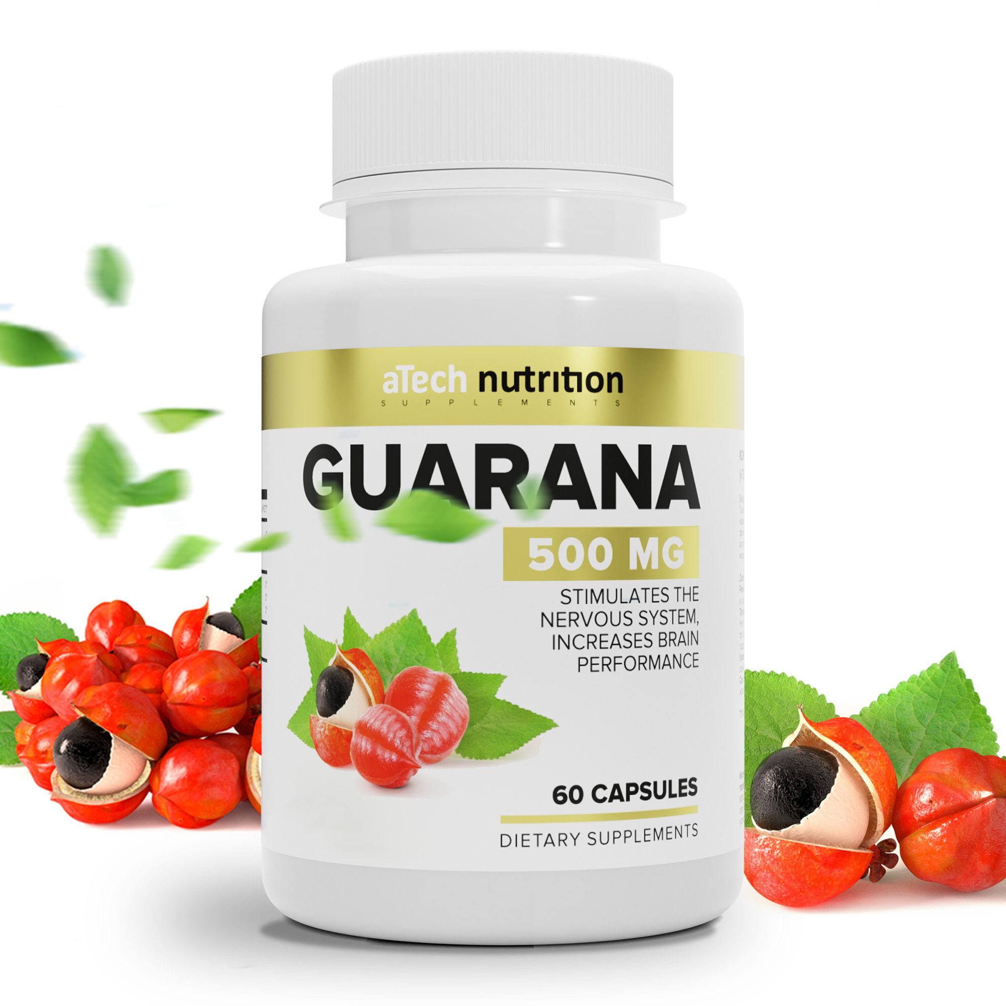 Экстракт гуараны 90 капсул, природный энергетик в капсулах Guarana aTech nutrition