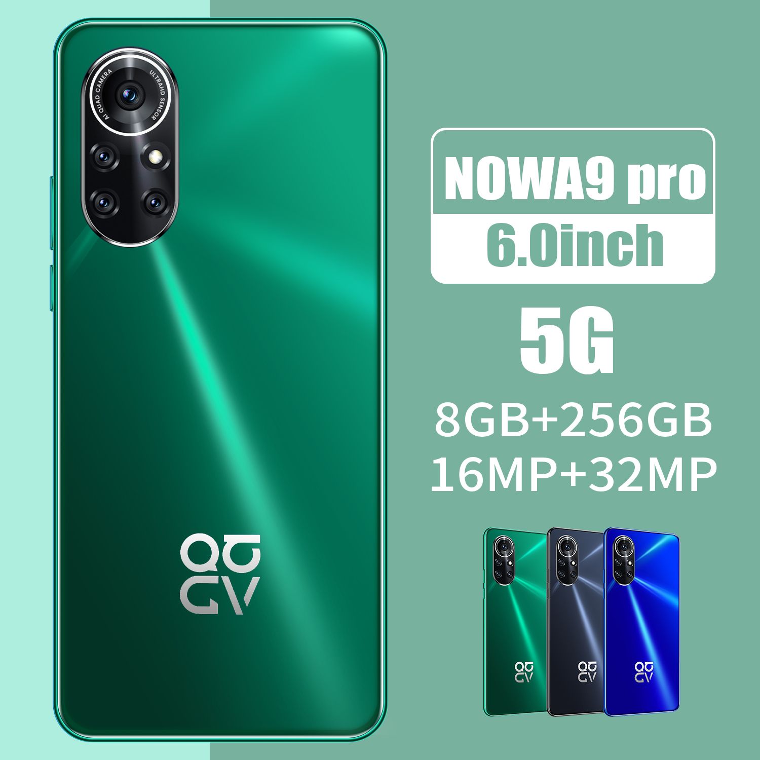 Смартфон NOWA 9 PRO-2d5fDS CN 8/256 ГБ, зеленый