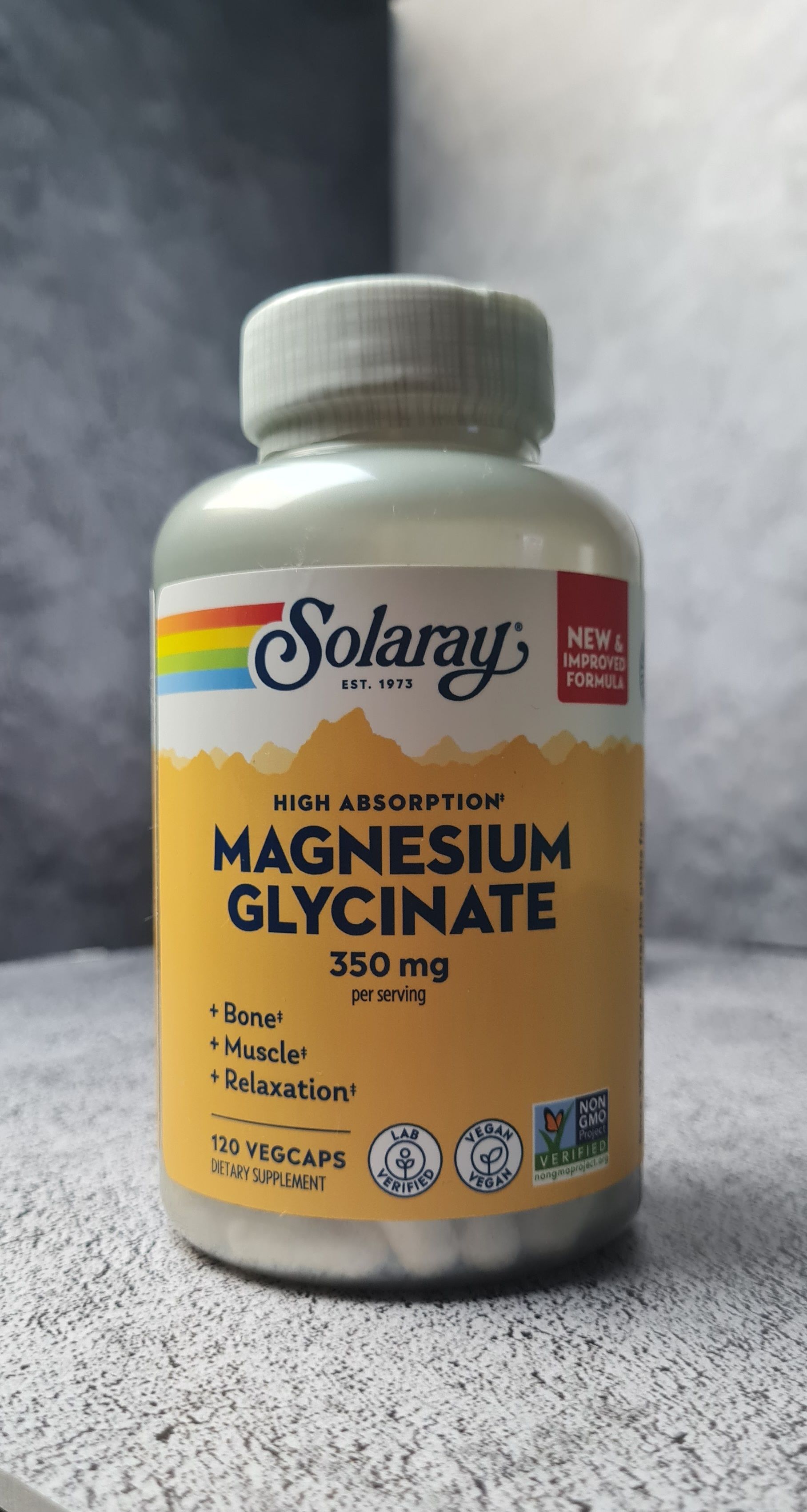 Solaray Magnesium Glycinate 350 mg 120 vegcaps Соларэй Глицинат магния с высокой усвояемостью 350 мг 120 вегетарианских капсул