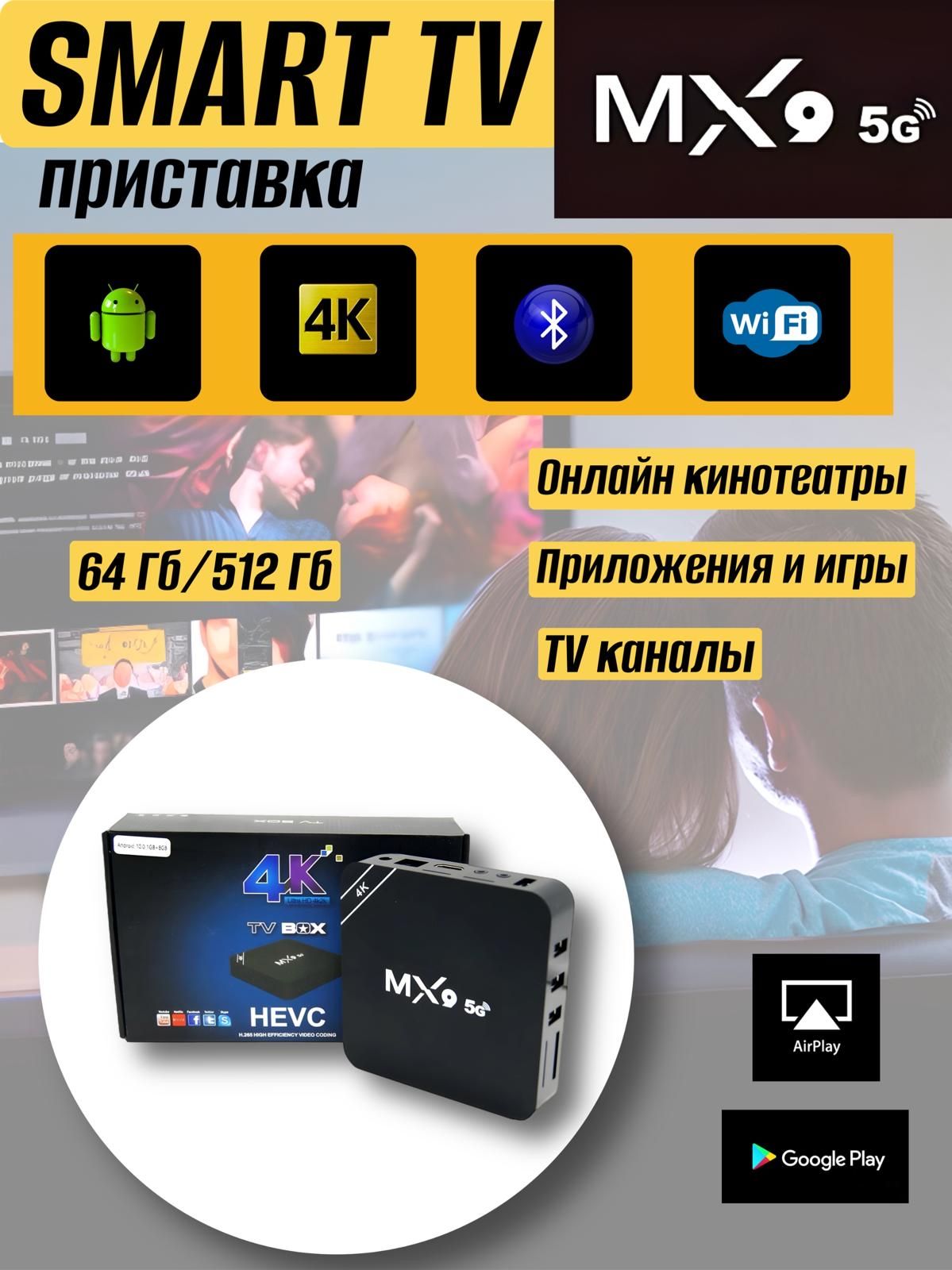 Медиаплеер Smart TV, HDMI, USB, черный матовый, Android купить по низкой  цене с доставкой в интернет-магазине OZON (1352686295)