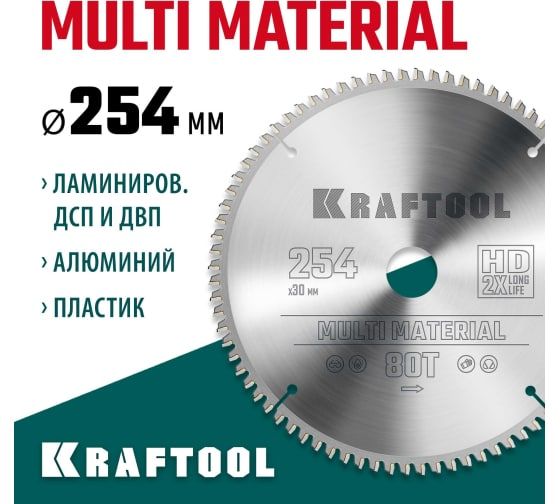 Kraftool Диск пильный 254 x 2.2 x 30; 80  зуб.