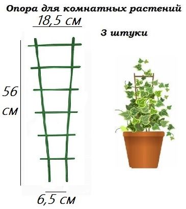 Опора для вьющихся комнатных растений "лесенка" набор 3 штуки цвет темно зеленый