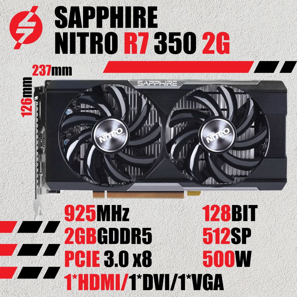 Sapphire Видеокарта Radeon R7 350 512SP 2 ГБ (Вторые руки 95% новаяHD7700),  LHR